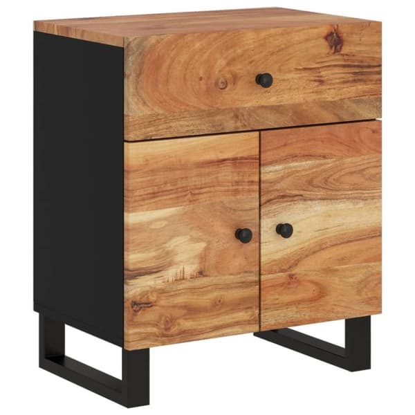 vidaXL sengebord 50x33x60 cm massivt akacietræ og konstrueret træ