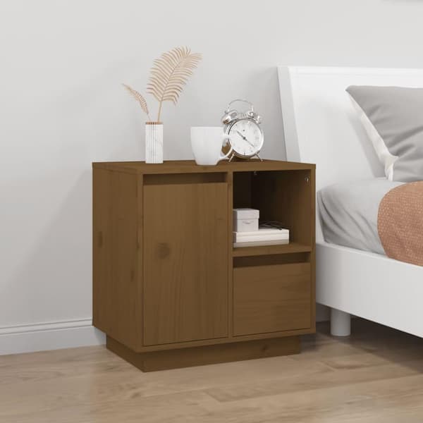 vidaXL sengeborde 2 stk. 50x34x50 cm massivt fyrretræ gyldenbrun