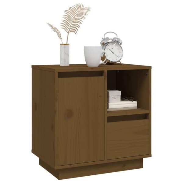 vidaXL sengeborde 2 stk. 50x34x50 cm massivt fyrretræ gyldenbrun