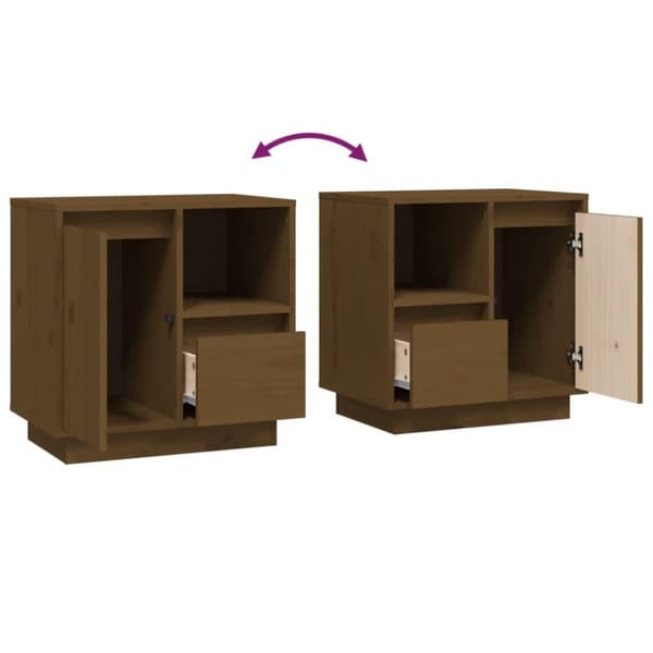 vidaXL sengeborde 2 stk. 50x34x50 cm massivt fyrretræ gyldenbrun