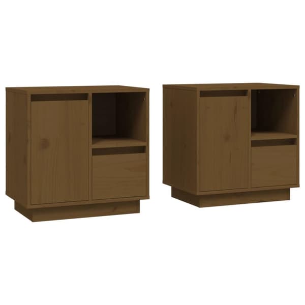 vidaXL sengeborde 2 stk. 50x34x50 cm massivt fyrretræ gyldenbrun