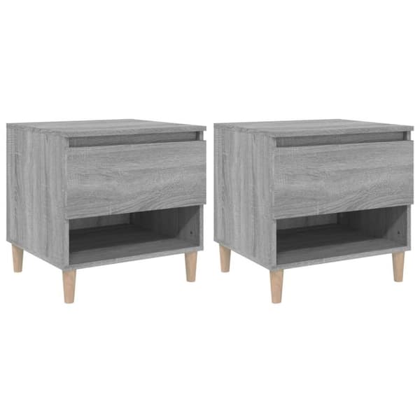 vidaXL sengeborde 2 stk. 50x46x50 cm konstrueret træ grå sonoma-eg
