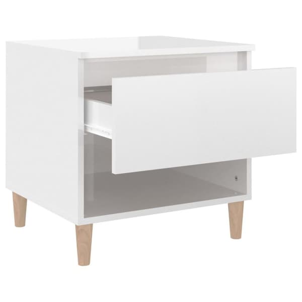 vidaXL sengeborde 2 stk. 50x46x50 cm konstrueret træ hvid højglans