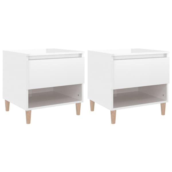 vidaXL sengeborde 2 stk. 50x46x50 cm konstrueret træ hvid højglans