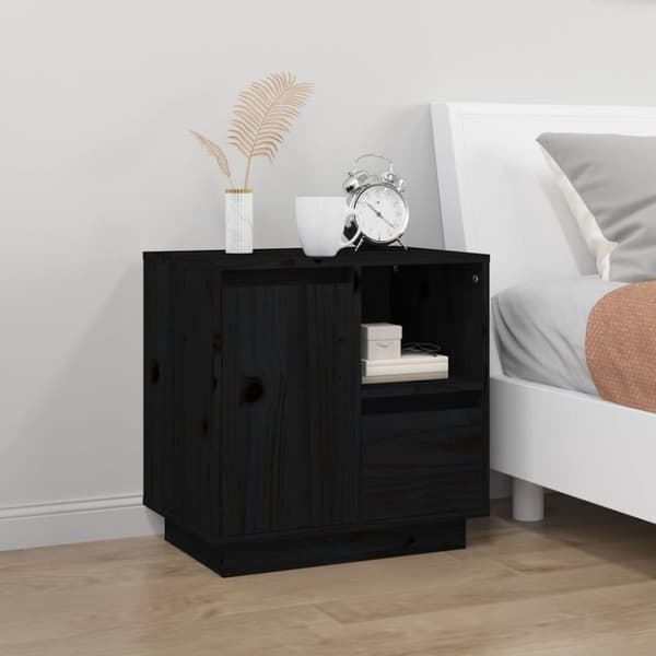vidaXL sengeborde 2 stk. 50x34x50 cm massivt fyrretræ sort