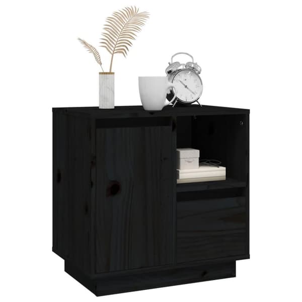 vidaXL sengeborde 2 stk. 50x34x50 cm massivt fyrretræ sort