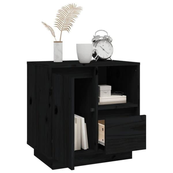 vidaXL sengeborde 2 stk. 50x34x50 cm massivt fyrretræ sort