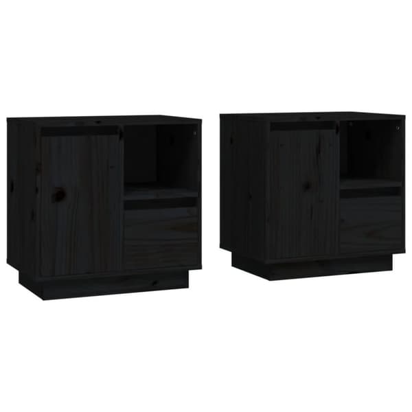 vidaXL sengeborde 2 stk. 50x34x50 cm massivt fyrretræ sort