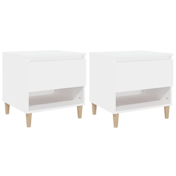 vidaXL sengeborde 2 stk. 50x46x50 cm konstrueret træ hvid