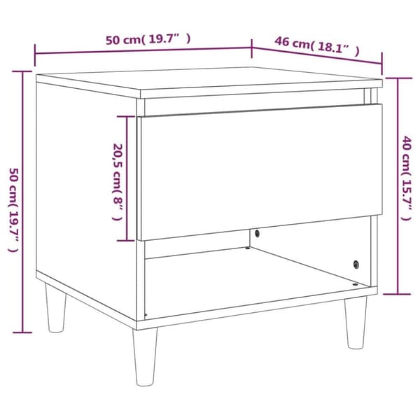 vidaXL sengebord 50x46x50 cm konstrueret træ sort