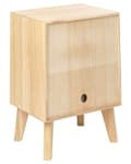 Miniatyrbillede 6 af 9: 1 Skuffe Natbord Lys Træ Paulownia med Rattan Front Skuffe Boho Style Kørebord