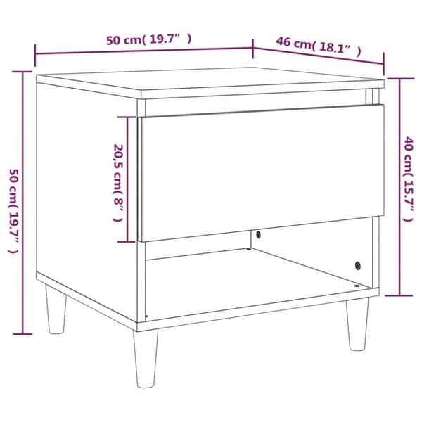 vidaXL Nattbord 2 stk betonggrå 50x46x50 cm konstruert tre