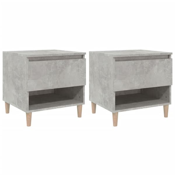 vidaXL Nattbord 2 stk betonggrå 50x46x50 cm konstruert tre