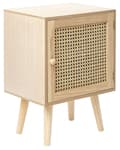 Pikkukuva 1 / 8: Yöpöytä vaalea puu 38 x 56 x 30 cm MDF mänty rottinkipunos 2 hyllyä rustiikkinen