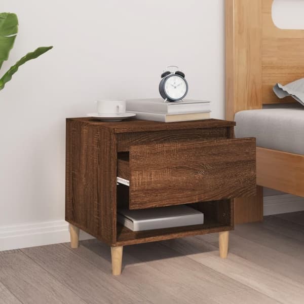 vidaXL Nattbord brun eik 50x46x50 cm konstruert tre