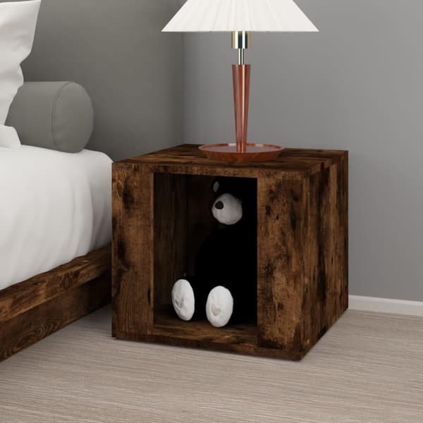 vidaXL Nattbord røkt eik 41x40x36 cm konstruert tre