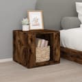 Miniatyrbilde 10 av 10: vidaXL Nattbord røkt eik 41x40x36 cm konstruert tre