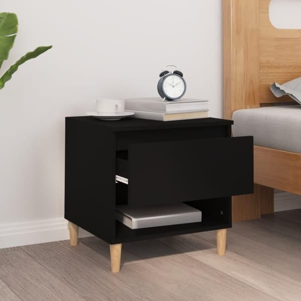 vidaXL Nattbord svart 50x46x50 cm konstruert tre