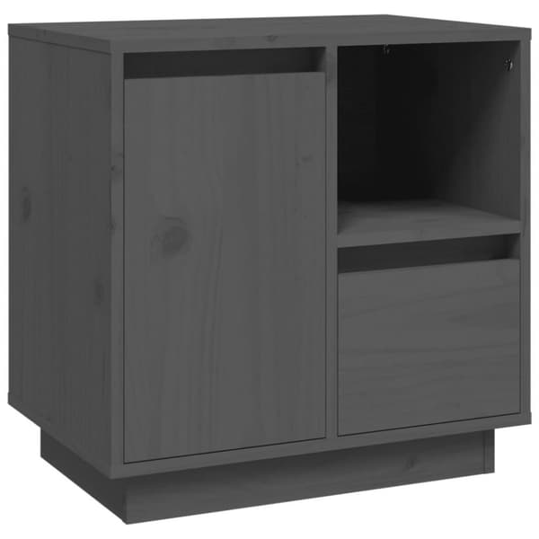 vidaXL Sängbord grå 50x34x50cm massiv furu