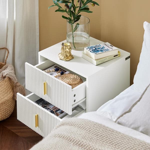 SoBuy Nattduksbord med 2 lådor Soffbord Sidobord Sängbord FBT115-W