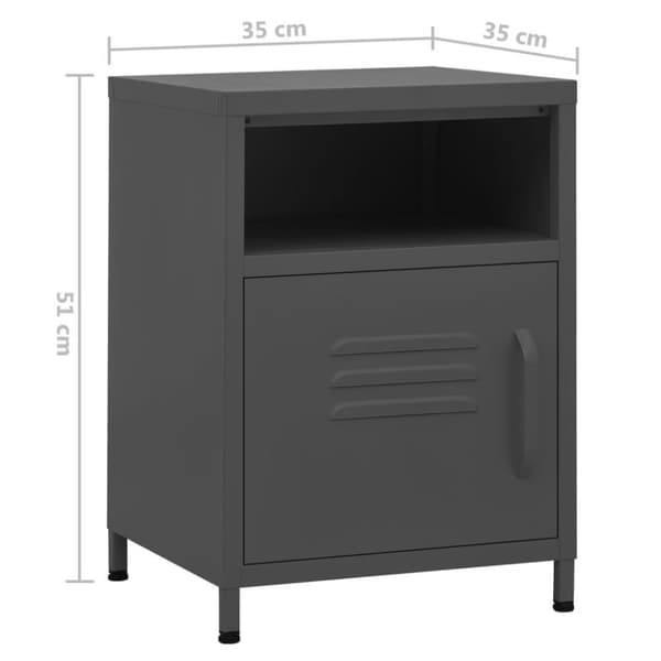 vidaXL natborde 2 stk. 35x35x51 cm stål antracitgrå