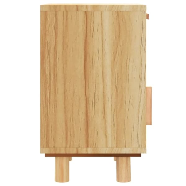 vidaXL sengebord massivt fyrretræ og naturlig rattan brun