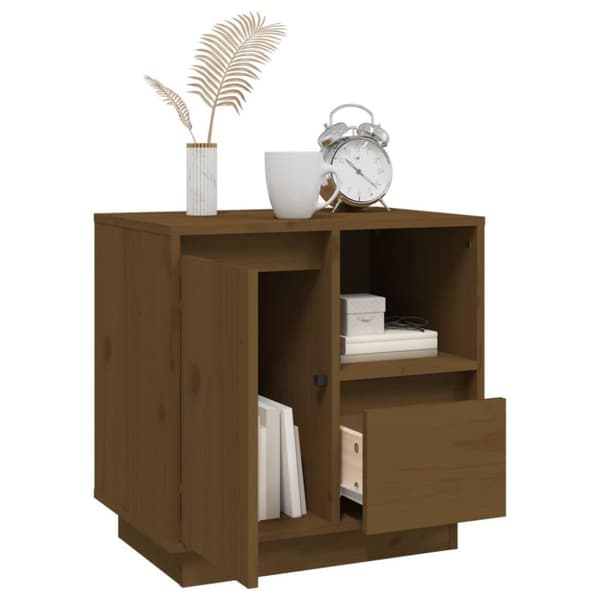vidaXL sengebord 50x34x50 cm massivt fyrretræ gyldenbrun