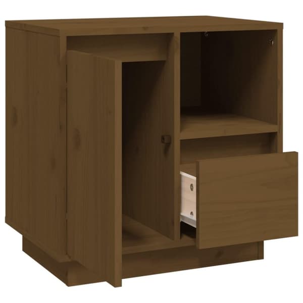 vidaXL sengebord 50x34x50 cm massivt fyrretræ gyldenbrun