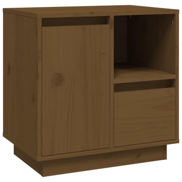 vidaXL sengebord 50x34x50 cm massivt fyrretræ gyldenbrun