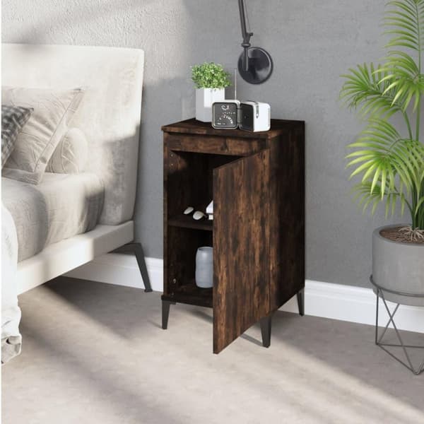 vidaXL Nattbord røkt eik 40x35x70 cm konstruert tre