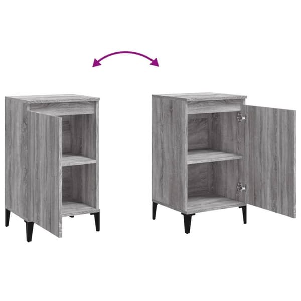 vidaXL sengeborde 2 stk. 40x35x70 cm konstrueret træ grå sonoma-eg