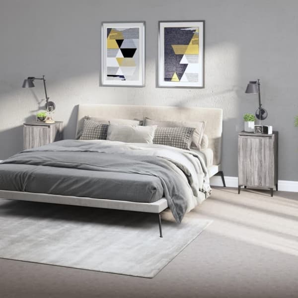 vidaXL sengeborde 2 stk. 40x35x70 cm konstrueret træ grå sonoma-eg