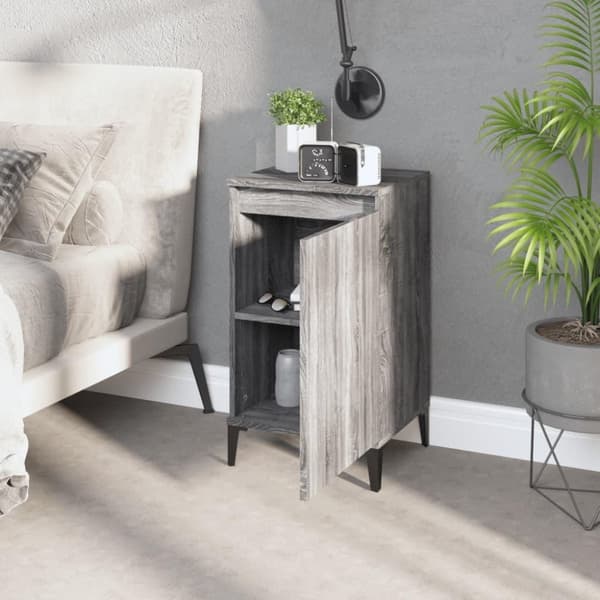 vidaXL sengeborde 2 stk. 40x35x70 cm konstrueret træ grå sonoma-eg