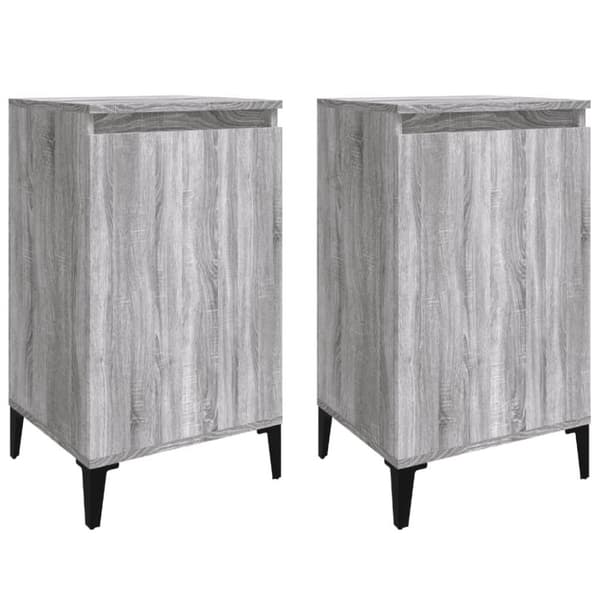 vidaXL sengeborde 2 stk. 40x35x70 cm konstrueret træ grå sonoma-eg