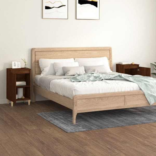 vidaXL Nattbord 2 stk brun eik 40x35x70 cm konstruert tre