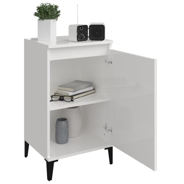 vidaXL Nattbord høyglans hvit 40x35x70 cm konstruert tre