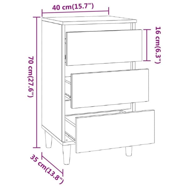 vidaXL Nattbord brun eik 40x35x70 cm konstruert tre