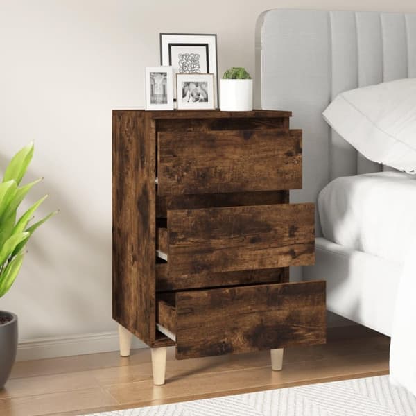 vidaXL Nattbord røkt eik 40x35x70 cm konstruert tre