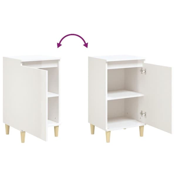 vidaXL Sängbord 2 st vit högglans 40x35x70 cm konstruerat trä