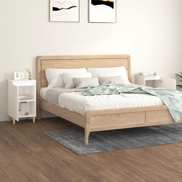 vidaXL Sängbord 2 st vit högglans 40x35x70 cm konstruerat trä