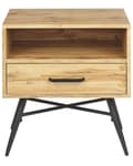 Pikkukuva 4 / 8: Yöpöytä vaalea puu 50 x 55 x 40 cm MDF-levy metalli hylly laatikko sivupöytä skandinaavinen
