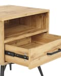 Pikkukuva 6 / 8: Yöpöytä vaalea puu 50 x 55 x 40 cm MDF-levy metalli hylly laatikko sivupöytä skandinaavinen