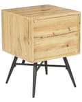 Miniatyrbillede 5 af 7: Sengebord Lys Træ MDF med 2 Åbne Hylder Minimalistisk Moderne Soveværelse Stykke