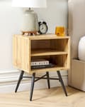 Miniatyrbillede 2 af 7: Sengebord Lys Træ MDF med 2 Åbne Hylder Minimalistisk Moderne Soveværelse Stykke