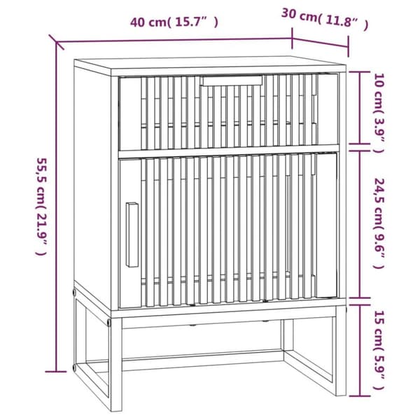 vidaXL sengeborde 2 stk. 40x30x55,5 cm konstrueret træ og jern