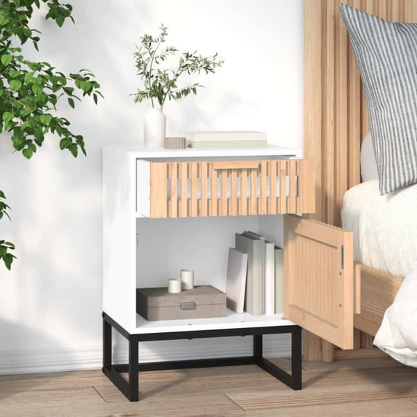 vidaXL Nattbord hvit 40x30x55,5 cm konstruert tre og jern