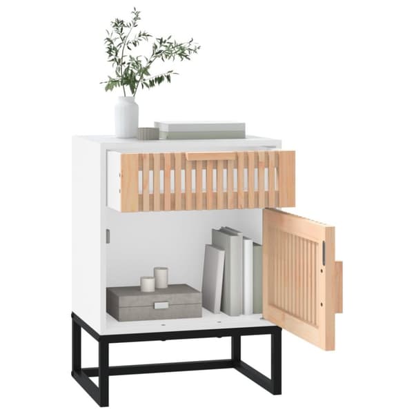 vidaXL Nattbord hvit 40x30x55,5 cm konstruert tre og jern