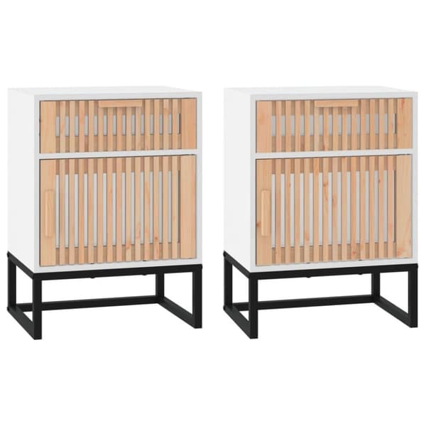 vidaXL Nattbord 2 stk hvit 40x30x55,5 cm konstruert tre og jern