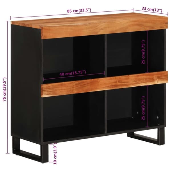 vidaXL Sideskap 85x33x75 cm heltre akasie