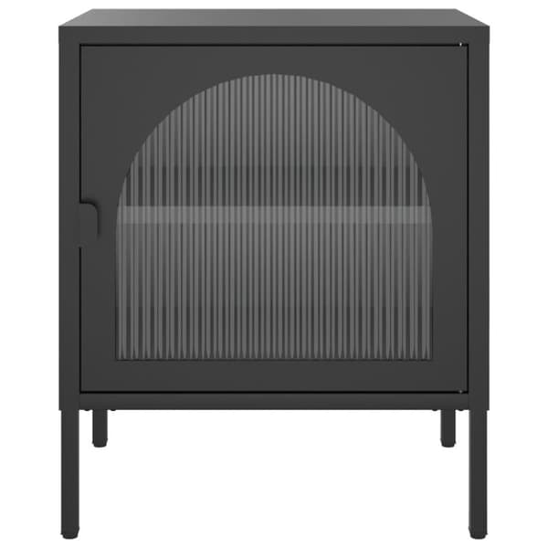 vidaXL natbord 50x35x60 cm glas og stål sort